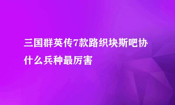 三国群英传7款路织块斯吧协什么兵种最厉害
