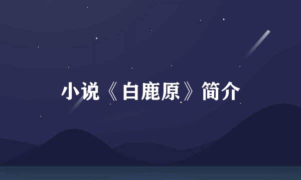 小说《白鹿原》简介