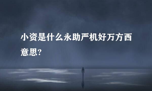 小资是什么永助严机好万方西意思?