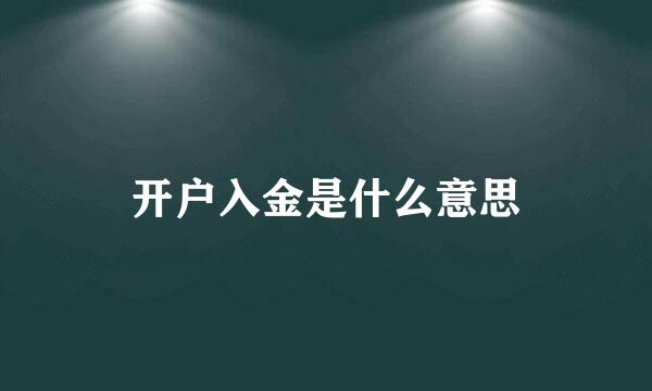 开户入金是什么意思