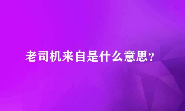 老司机来自是什么意思？