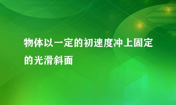物体以一定的初速度冲上固定的光滑斜面