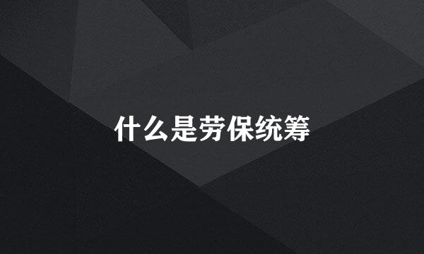什么是劳保统筹