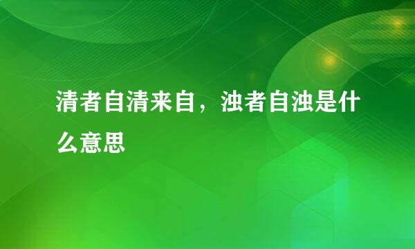 清者自清来自，浊者自浊是什么意思