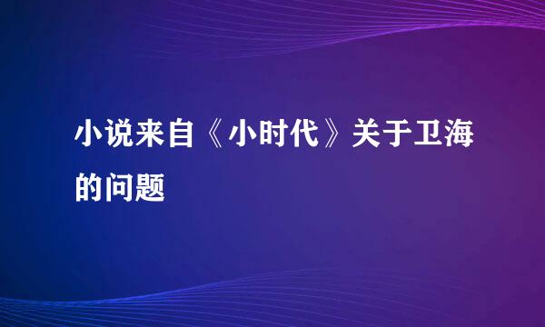 小说来自《小时代》关于卫海的问题