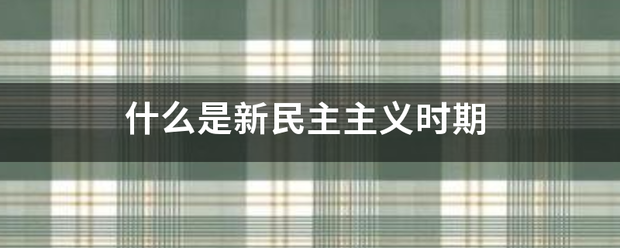 什么是新民主氢材主义时期