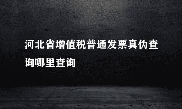 河北省增值税普通发票真伪查询哪里查询