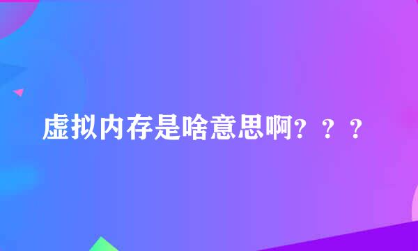 虚拟内存是啥意思啊？？？
