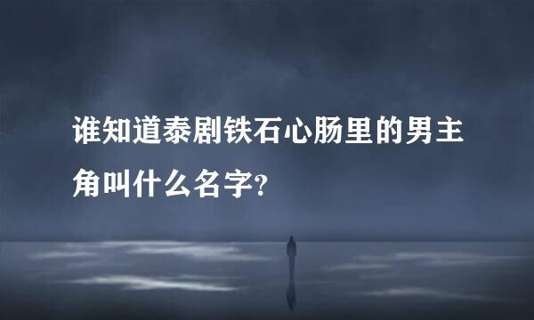 谁知道泰剧铁石心肠里的男主角叫什么名字？