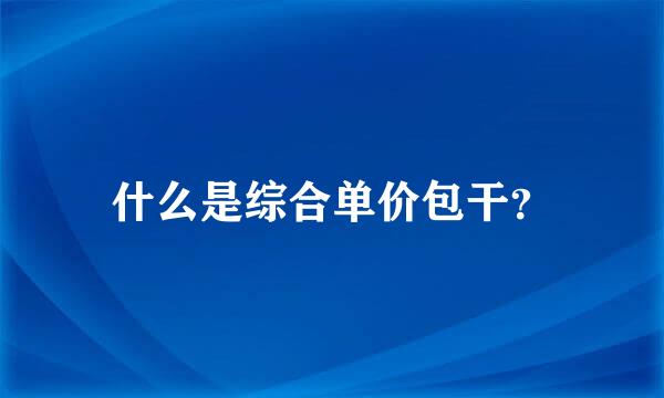 什么是综合单价包干？