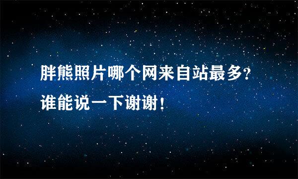 胖熊照片哪个网来自站最多？谁能说一下谢谢！