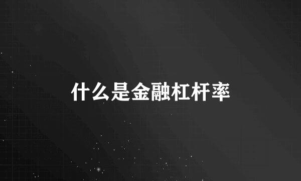 什么是金融杠杆率