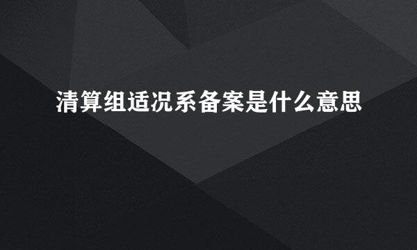 清算组适况系备案是什么意思