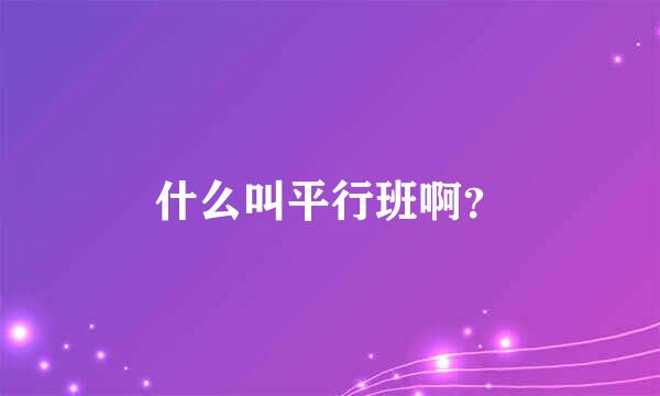 什么叫平行班啊？