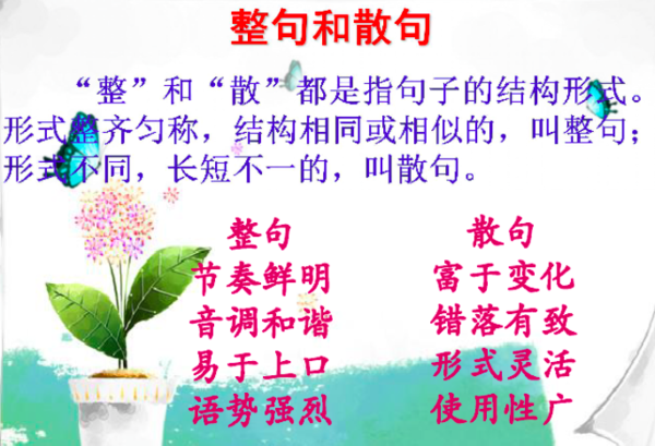 什么是整句，散句，它们各有什么作用