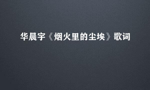 华晨宇《烟火里的尘埃》歌词