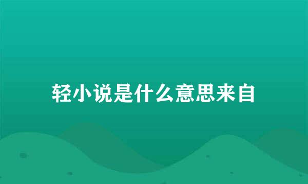 轻小说是什么意思来自