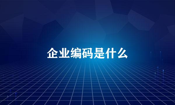 企业编码是什么