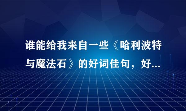 谁能给我来自一些《哈利波特与魔法石》的好词佳句，好了还有重赏。(必须是《哈利波特与魔法石》里的)特急!