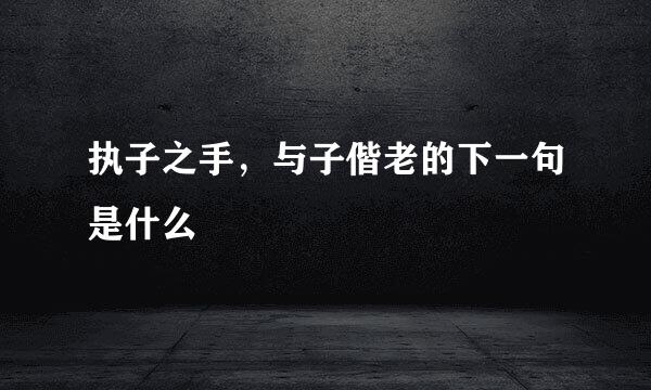 执子之手，与子偕老的下一句是什么