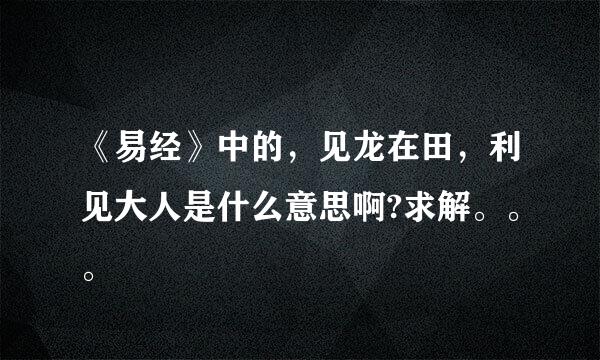 《易经》中的，见龙在田，利见大人是什么意思啊?求解。。。