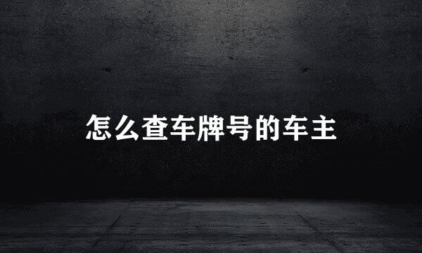 怎么查车牌号的车主