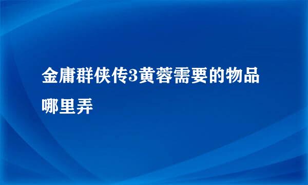 金庸群侠传3黄蓉需要的物品哪里弄