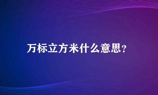 万标立方米什么意思？