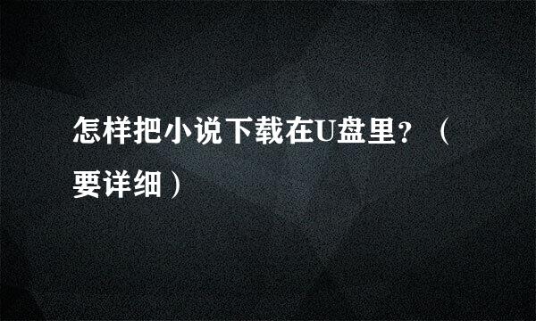 怎样把小说下载在U盘里？（要详细）