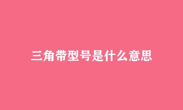 三角带型号是什么意思