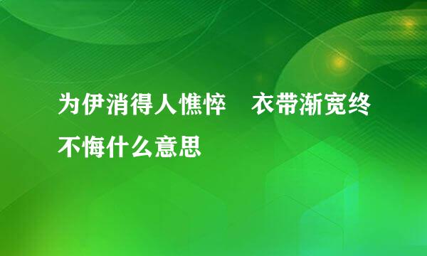 为伊消得人憔悴 衣带渐宽终不悔什么意思