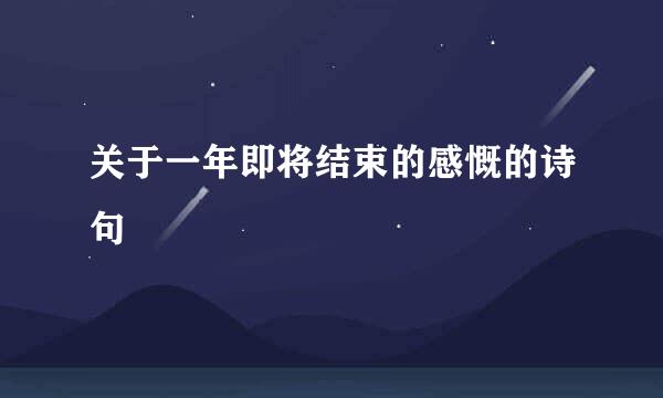 关于一年即将结束的感慨的诗句
