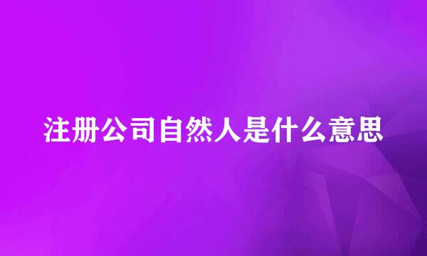 注册公司自然人是什么意思