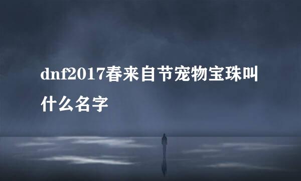 dnf2017春来自节宠物宝珠叫什么名字