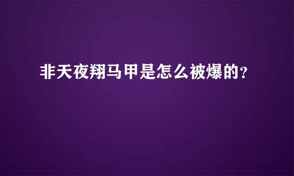 非天夜翔马甲是怎么被爆的？