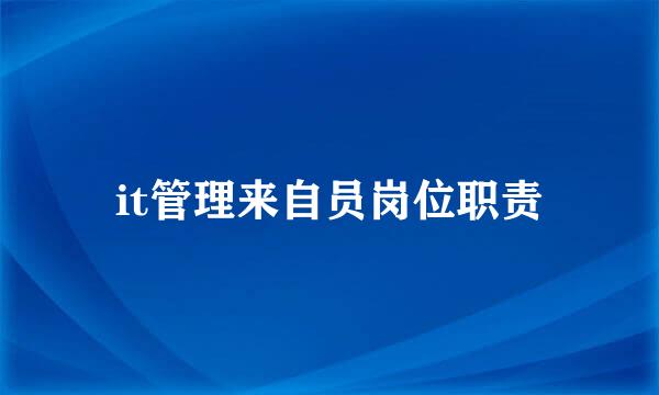 it管理来自员岗位职责