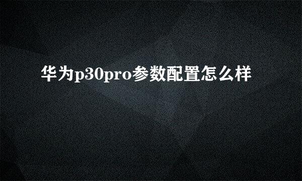 华为p30pro参数配置怎么样