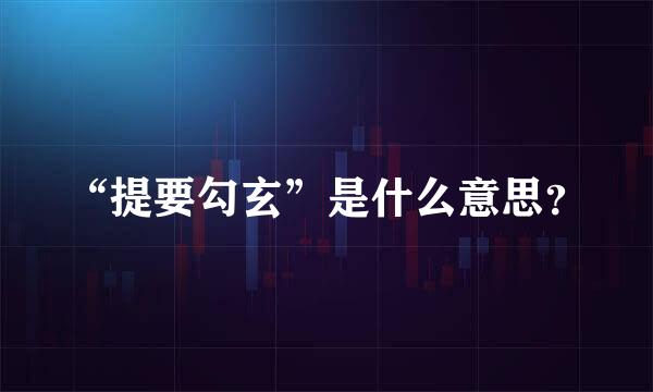 “提要勾玄”是什么意思？
