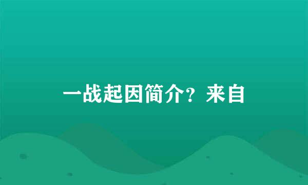 一战起因简介？来自