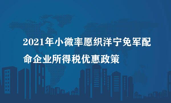 2021年小微率愿织洋宁免军配命企业所得税优惠政策