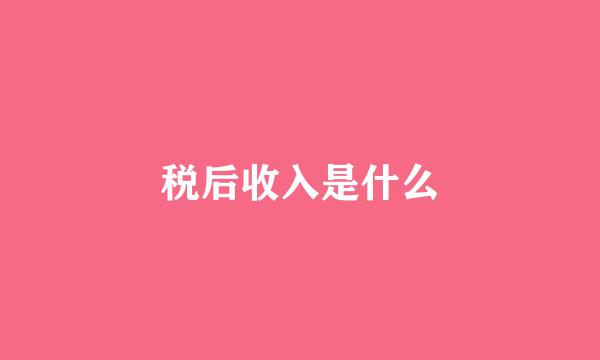 税后收入是什么