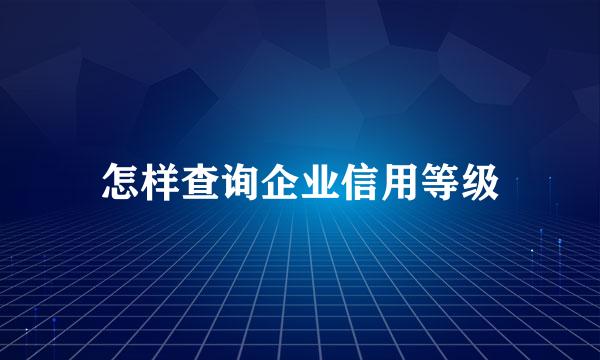 怎样查询企业信用等级