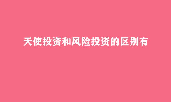 天使投资和风险投资的区别有