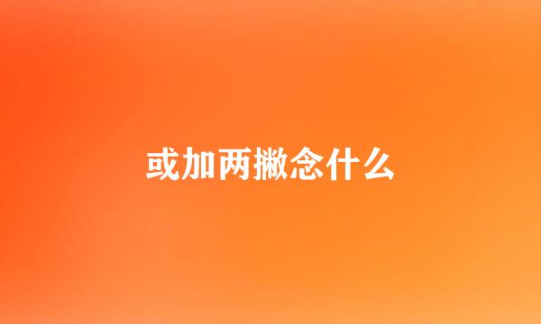 或加两撇念什么