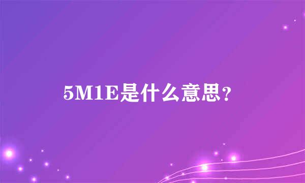 5M1E是什么意思？