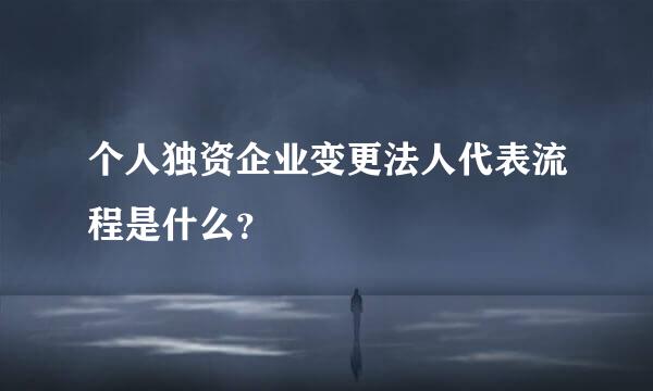 个人独资企业变更法人代表流程是什么？