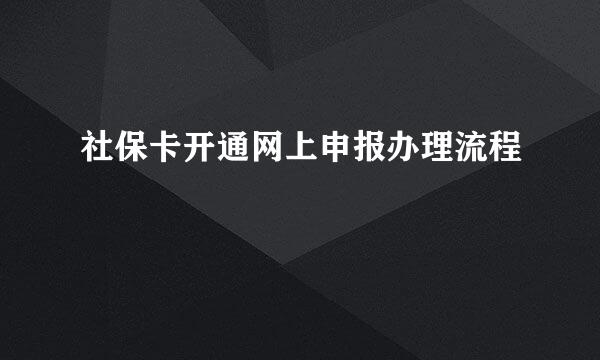 社保卡开通网上申报办理流程