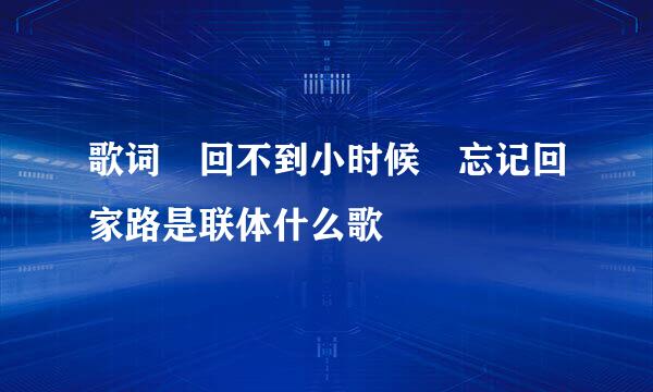 歌词 回不到小时候 忘记回家路是联体什么歌