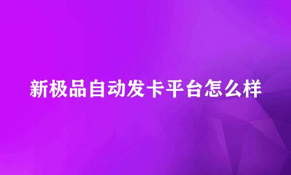 新极品自动发卡平台怎么样