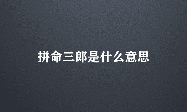 拼命三郎是什么意思